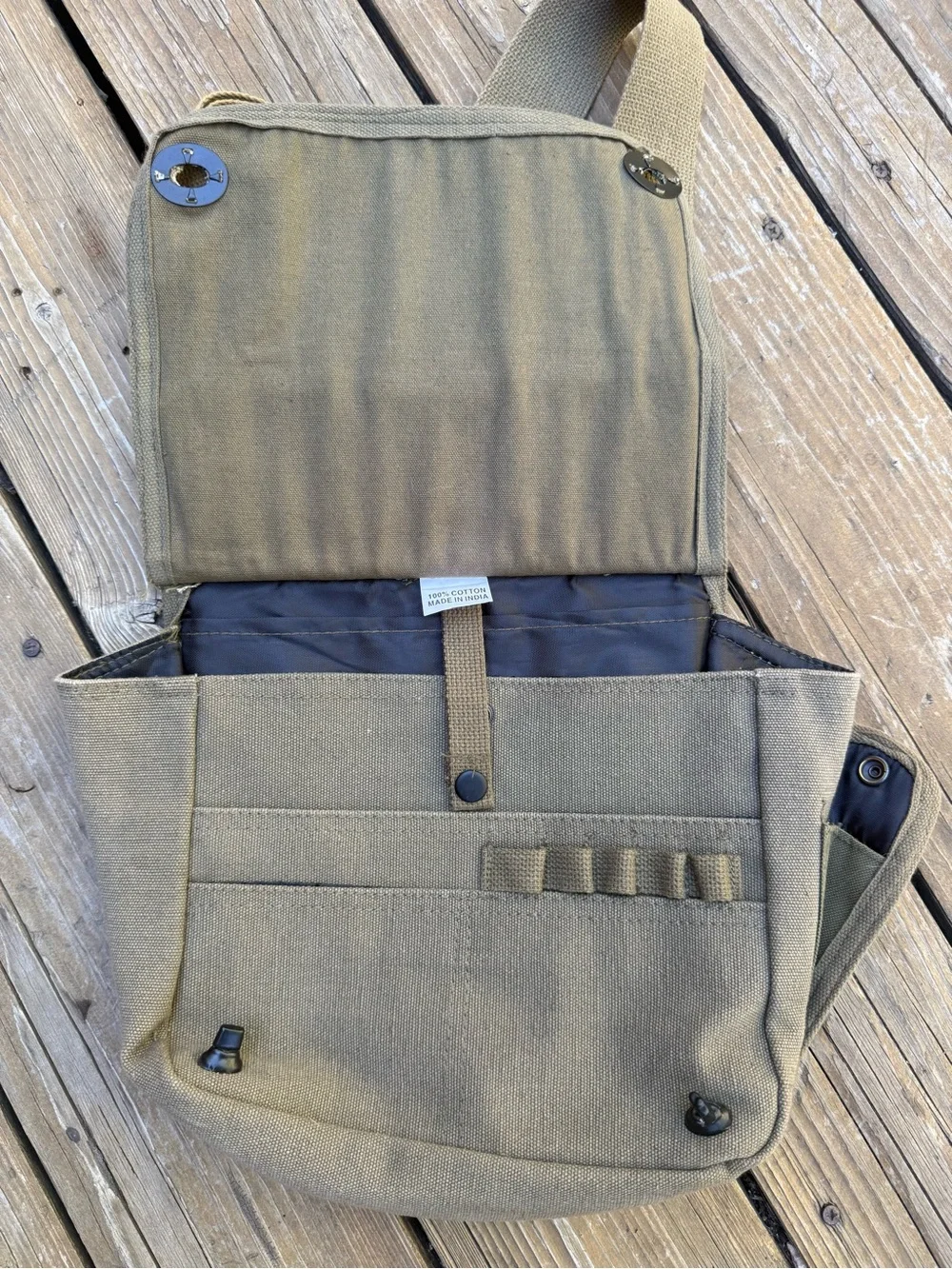 Olive Green Tactical Canvas Crossbody Bag - Men